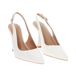 Décolleté slingback donna bianche in vernice, tacco 7,5 cm, Primadonna, 254912902VEBIAN035, 003 preview