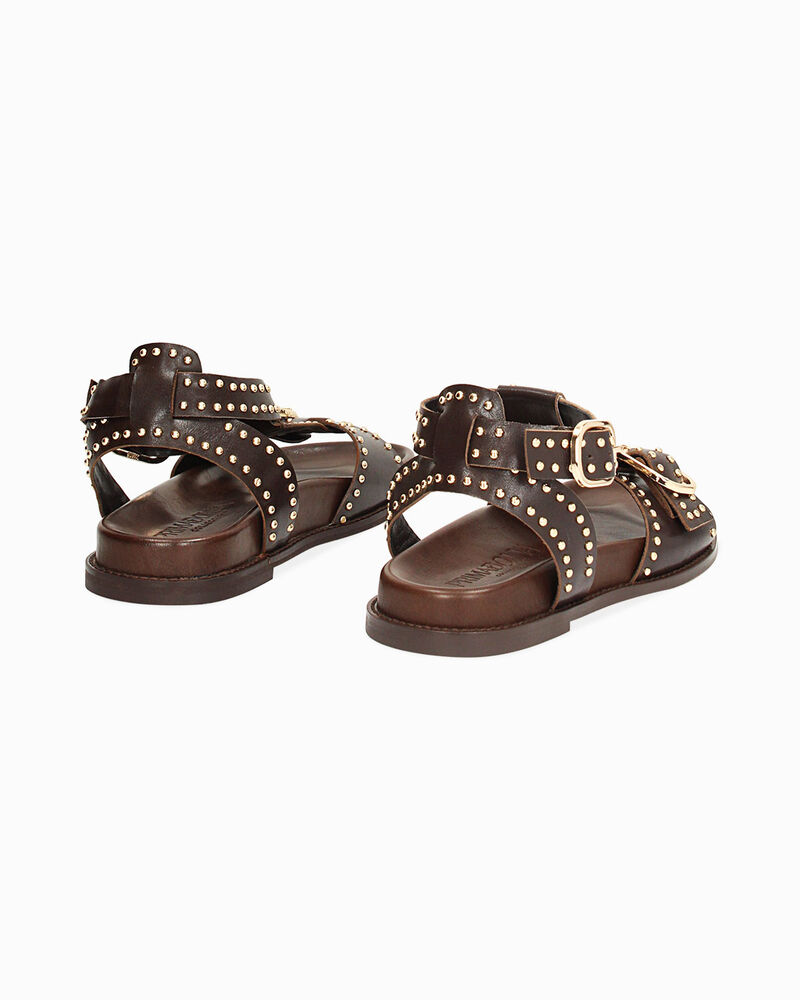 Sandali bassi donna marroni in pelle image number null