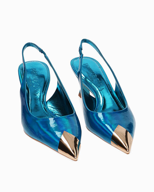 D&eacute;collet&eacute; slingback specchio azzurre, tacco 6 cm, LT BLUE