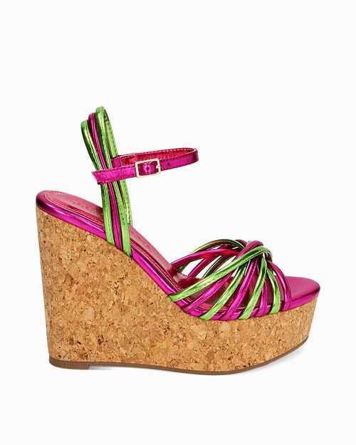 WOMEN SHOES WEDGE LAMINATED FUCS, FUCHSIA