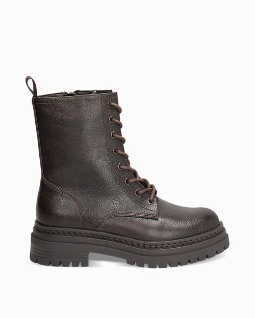 Dark brown combat boots with 5 cm heel, DK BROWN