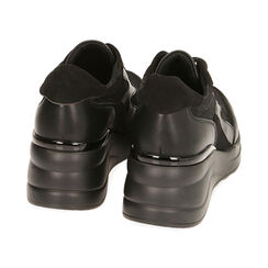 Sneakers nere in tessuto, zeppa 6 cm , Primadonna, 202836646TSNERO035, 003 preview