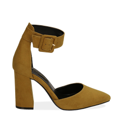D&eacute;collet&eacute; gialle in microfibra, tacco 9,50 cm , Scarpe, 144895575MFGIAL036, 001a