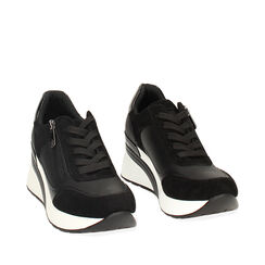 Sneakers glitter nere, plateau in gomma 7 cm, Primadonna, 242812140SGNERO036, 002a