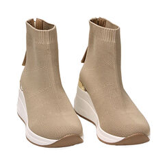 Slip on beige con zeppa, 232850993TSBEIG040, 002a