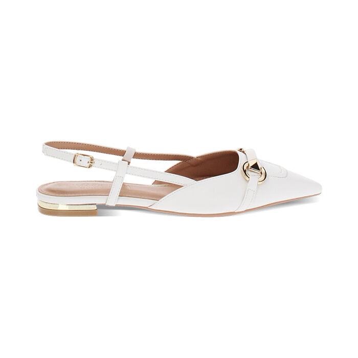 Ballerine slingback donna bianche a punta, Primadonna, 254906043EPBIAN036