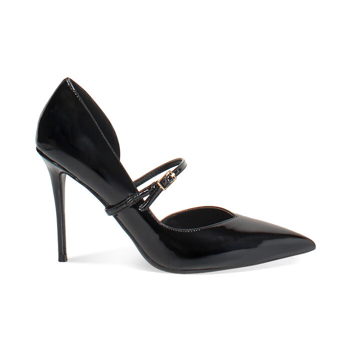 Sandalia abierta negra con tacón de 10 cm para un look audaz, Primadonna, 262130659VENERO035