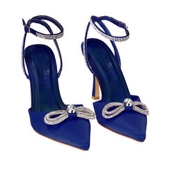 Slingback en satin bleu, talon 9,5 cm , 192126302RSBLUE036, 002a