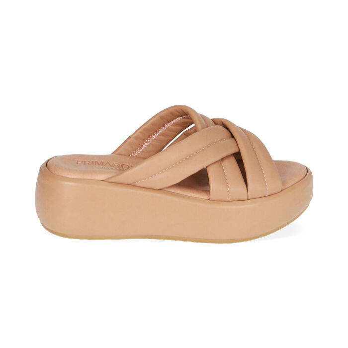 Ciabatte donna nude zeppa 5 5 cm Primadonna Collection