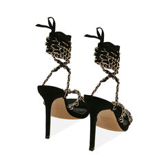 Sandali lace-up neri in microfibra, tacco 10,5 cm , Primadonna, 192113503MFNERO036, 003 preview