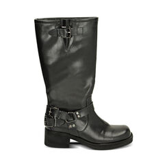 Biker alti neri punta quadra, tacco 4 cm, Primadonna, 229305801EPNERO035, 001 preview