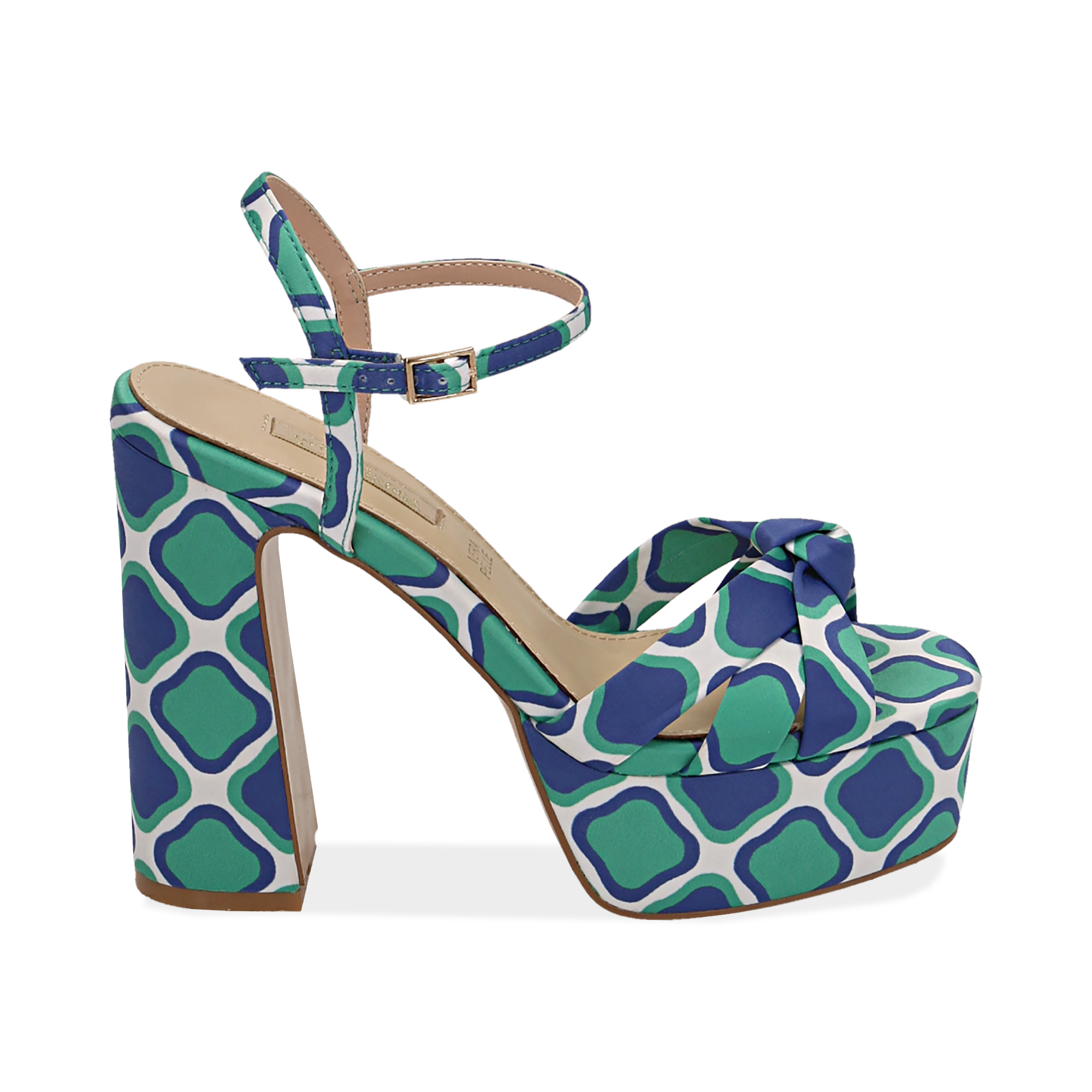 Sandali verdi in raso optical print, tacco 12 cm | Primadonna Collection