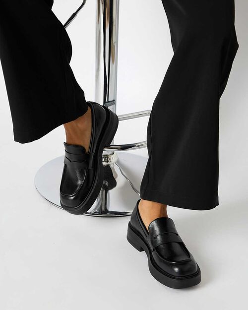 CHAUSSURES POUR FEMMES MOCASSINS SYNTHET, BLACK