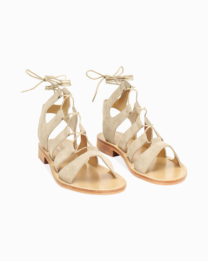 Sandali bassi donna gladiatori taupe in camoscio image number null