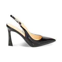 Décolleté slingback abrasivate nere, tacco 9,5 cm, Primadonna, 232193501ABNERO035, 001 preview