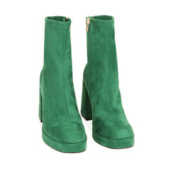 Ankle boots Femme vertes à plateforme en microfibre, talon 9,5 cm , Primadonna, 204900808MFVERD036, 002a