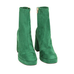 Ankle boots platform verdi in microfibra, tacco 9,5 cm , Primadonna, 204900808MFVERD036, 002a