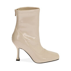 Bottines en naplak blanc cassé, talon 9,5 cm , Special Price, 202134904NPPANN036, 001a