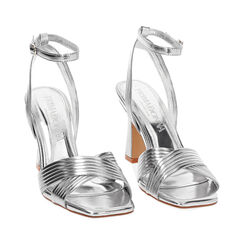 Sandalo donna argentato laminato, tacco 8,5 cm, Primadonna, 254944901LMARGE035, 003 preview