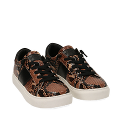 Sneakers marroni stampa pitone, Primadonna, 162619071PTMARR035, 002a