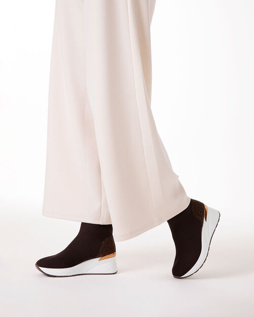 WOMEN SHOES SLIP ON FLOWER STONES MORO, DK BROWN