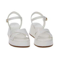 Sandalo bianco, zeppa 5,5 cm, Primadonna, 234958611EPBIAN035, 002 preview