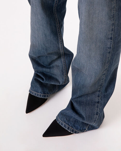 Zapato destalonado negro tac&oacute;n 5 cm, BLACK