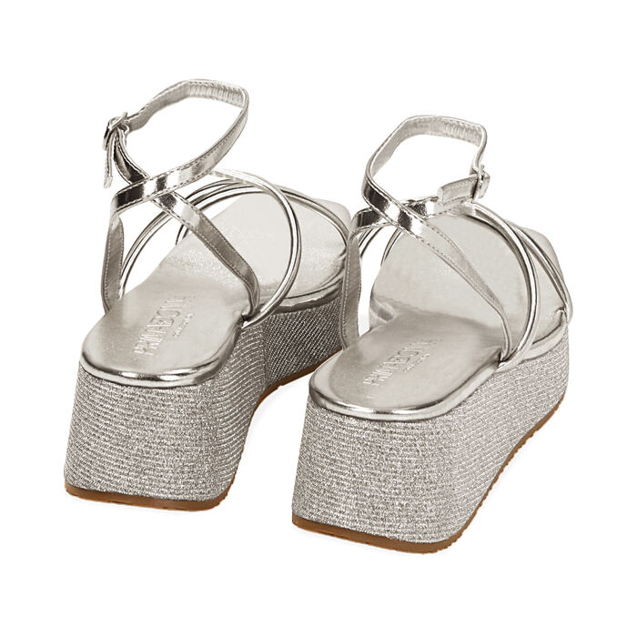 Sandali donna argento zeppa glitter 5 5 cm Primadonna Collection