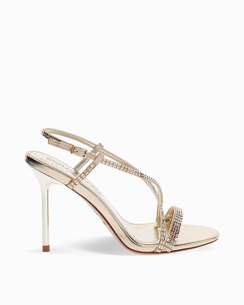 Sandali oro con tacco 9,6 cm, GOLD