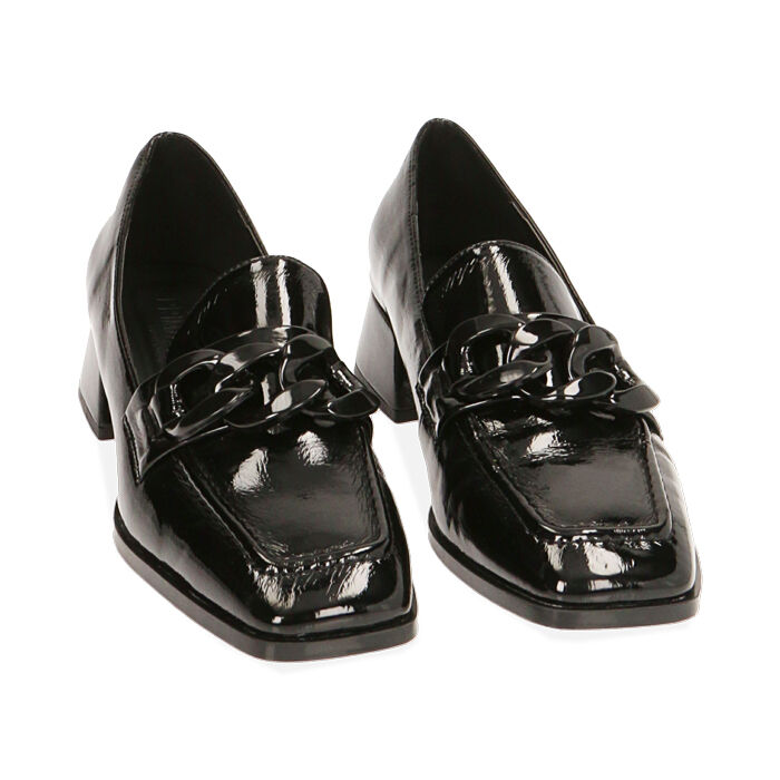 Mocasines en napla negra, tacón cm | Colección