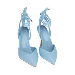 Décolleté lace-up celesti, tacco 9,5 cm, Primadonna, 212126304EPCELE035, 002a