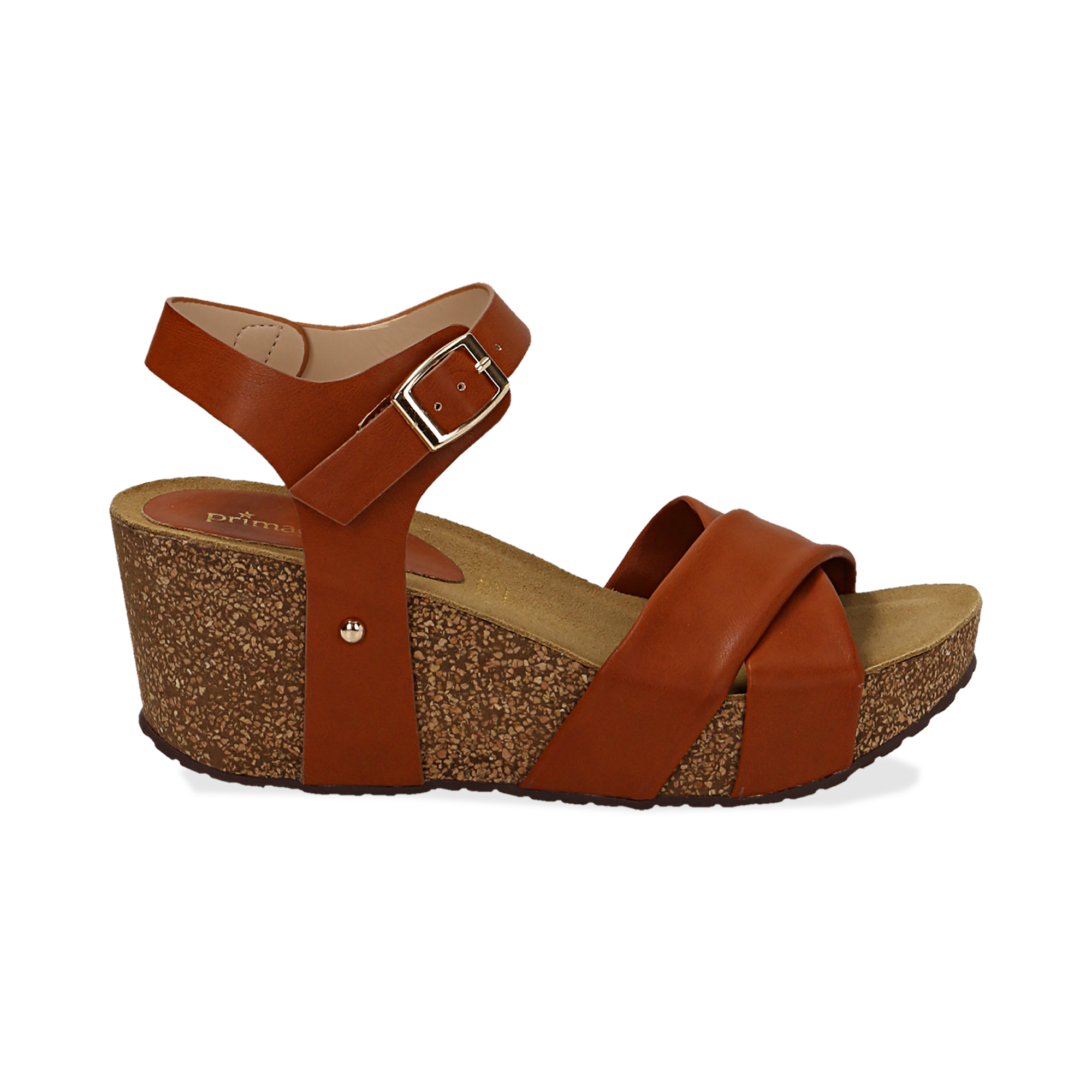 Sandali platform cuoio, zeppa in sughero 7 cm donna | Primadonna Collection