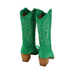 Stivali texani verdi in camoscio, tacco 7 cm, Primadonna, 21A500901CMVERD036, 003 preview