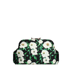 Pochette nera e bianca a fiori con tracolla removibile, Primadonna, 275126492RSNEBIUNI, 001a
