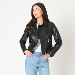 Giubbino donna nero casual modello chiodo, Primadonna, 256500462EPNEROL, 002 preview