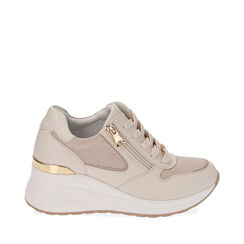 Sneakers beige, zeppa 6 cm, Primadonna, 212850921EPBEIG037, 001a