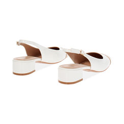 Décolleté slingback donna bianche-camel basse in vernice, tacco 4 cm, Primadonna, 254962707VEBICA035, 004 preview