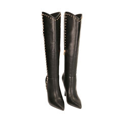 Stivali neri con borchie, tacco 10 cm , 202173908EPNERO039, 002a