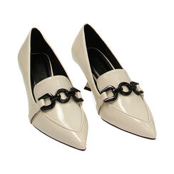 Mocassini panna in naplak, tacco 5,7 cm, Primadonna, 224934908NPPANN037, 002 preview