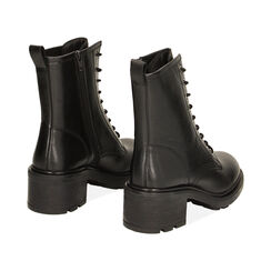 Anfibi neri in pelle, tacco 5,5cm, Primadonna, 22N576802PENERO035, 003 preview