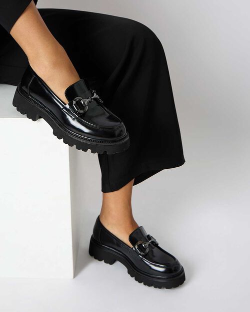 CHAUSSURES POUR FEMMES MOCASSINS SYNTHET, BLACK