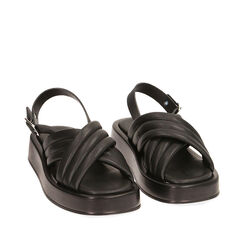 Sandalias negras, cuña 4 cm, 17A121336EPNERO036, 002a