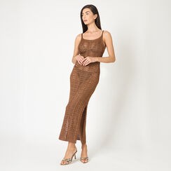 Vestido de mujer color cobre en tela, Primadonna, 25B468558TSRAMEUNI, 002a
