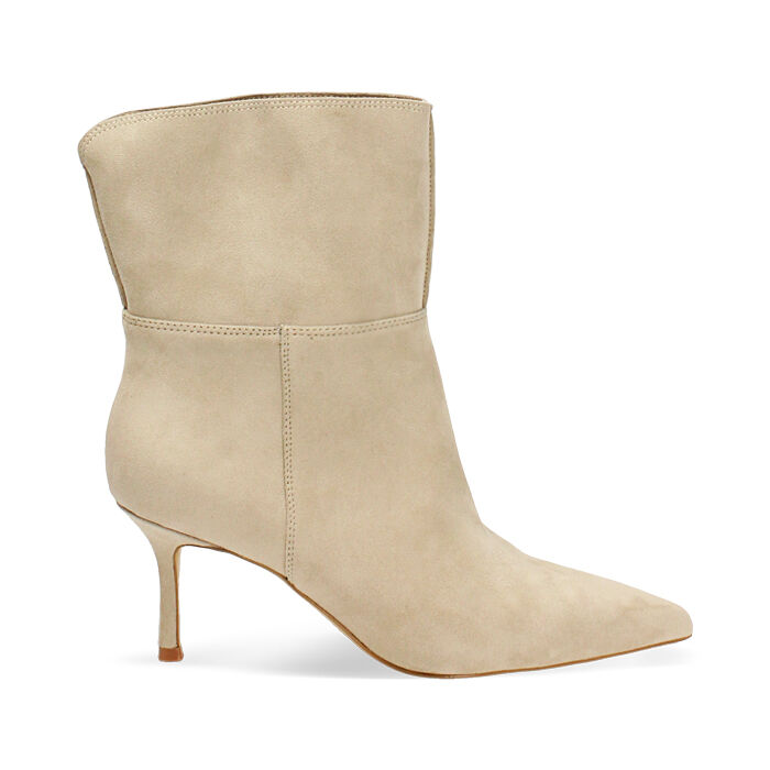 Botines beige con tac&oacute;n de 7,1 cm, Zapatos, 272134602MFBEIG036