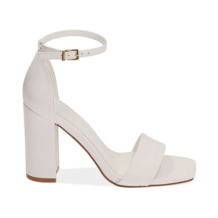 Sandales blanches, talon 9 cm , Primadonna, 192104901EPBIAN035
