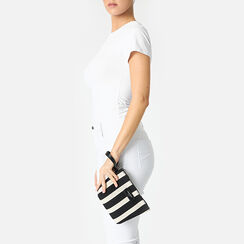 Pochette femme noir et crème en toile, Primadonna, 255125740CANEPAUNI, 002a