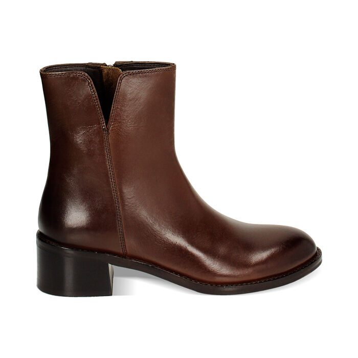 Tronchetto marrone in pelle classico, Primadonna, 24N530065PEMARR035