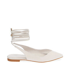 Ballerine slingback lace-up bianche, 194974156EPBIAN037, 001a