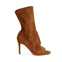 Tronchetti donna cognac in microfibra, tacco 9,5 cm, Primadonna, 254971901MFCOGN035, 001 preview