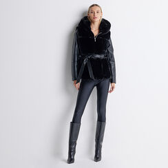 Cappotto nero con cintura, Primadonna, 228502310FUNEROL, 004 preview